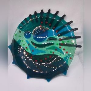 1998 Signed Carol Lahey fused glass plate